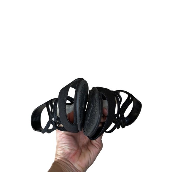 Impo Black Strappy Wedge Sandals WOMEN'S 6M Open Toe Faux Suede Upper  IMPO-6 - Picture 8 of 8